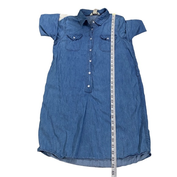 Indigo Rein Women Blue Chambray Button-Front Mini Shirt Dress Sz Sm Denim Pocket - Picture 14 of 14